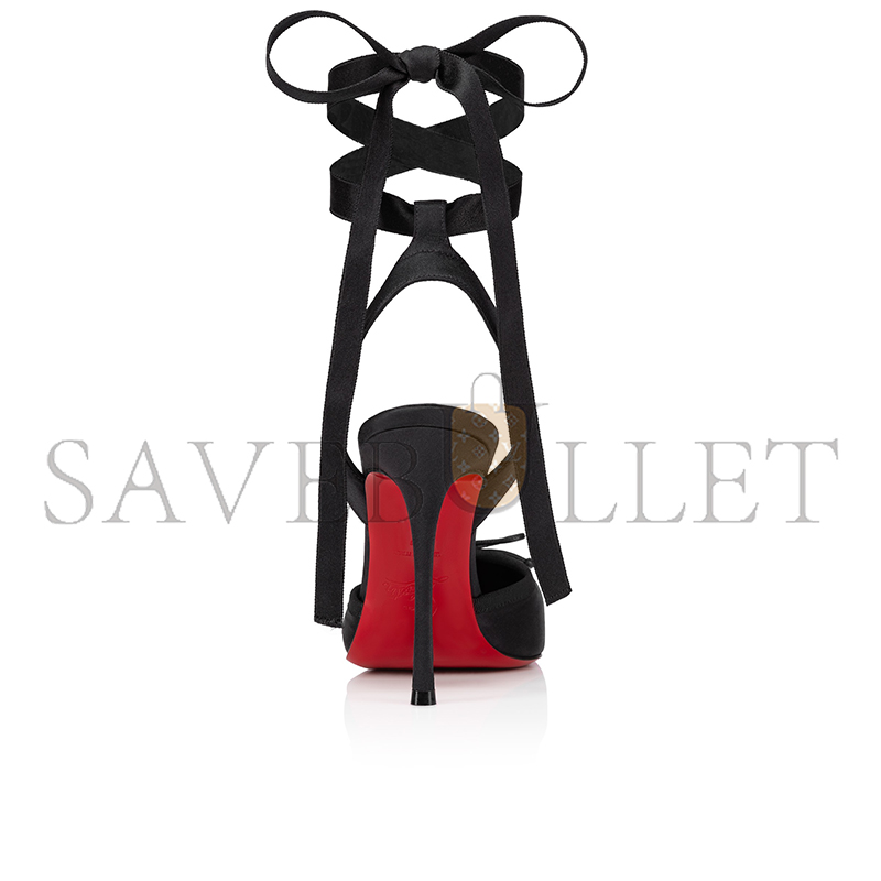 CHRISTIAN LOUBOUTIN CASSIA LACE UP100 MM STRAPPY PUMPS CREPE SATIN BLACK WOMEN 1250498B439